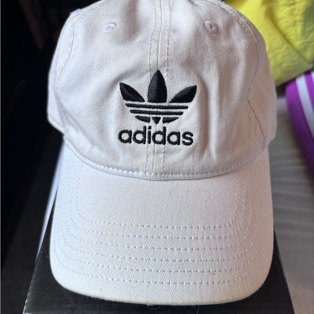 Adidas Gray and White Cap with Black Accents